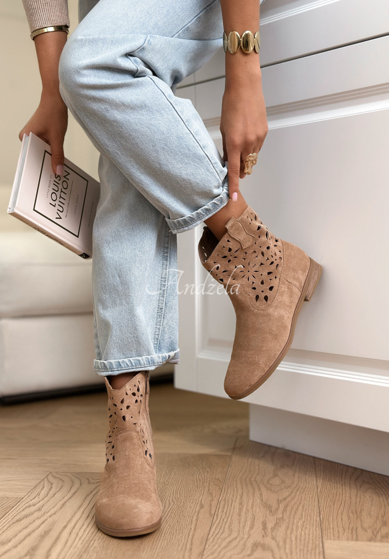 Botine ajurate din piele întoarsă Good Times Roll