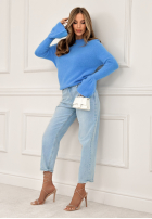 Miękki Pulover z szerokimi rękawkami Spring Smoothie albastru azuriu