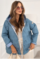 Scurtă pikowana Geacă z kapturem Springtime Starts albastru azuriu