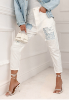 Pantaloni din denim z naszywkami Maybe In May białe