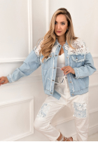 din denim Geacă z koronką Covered In Flowers albastru deschis