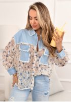 din denim Cămașă z koronką New Melody niebiesko-albă