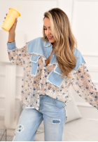 din denim Cămașă z koronką New Melody niebiesko-albă