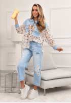 din denim Cămașă z koronką New Melody niebiesko-albă