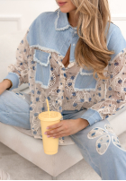 din denim Cămașă z koronką New Melody niebiesko-albă