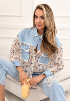 din denim Cămașă z koronką New Melody niebiesko-albă