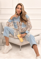 din denim Cămașă z koronką New Melody niebiesko-albă