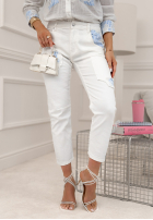 Pantaloni din denim z naszywkami Just Be Kind białe