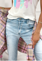 Pantaloni din denim z przetarciami Last Spring albastru deschis