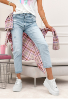 Pantaloni din denim z przetarciami Last Spring albastru deschis