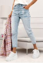 Pantaloni din denim z przetarciami Last Spring albastru deschis