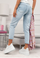 Pantaloni din denim z przetarciami Last Spring albastru deschis