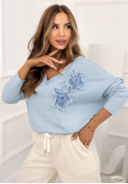 Bluză z kwiatami Me And My Flowers albastru azuriu