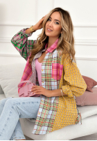 Cămașă w kratę Little Rock żółto-roz