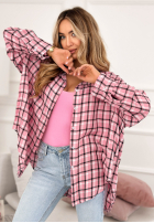 Cămașă w kratę Defined By You roz