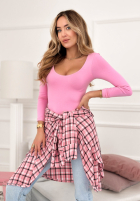 Cămașă w kratę Defined By You roz