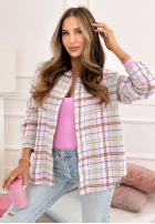 Cămașă w kratę Before I Forget roz pudră