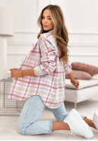 Cămașă w kratę Before I Forget roz pudră