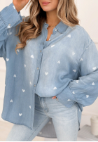 din denim Cămașă w serduszka Sweet Little Hearts albastru deschis