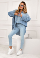 din denim Cămașă w serduszka Sweet Little Hearts albastru deschis