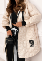 Długa pikowana Geacă z kapturem For The Season bej