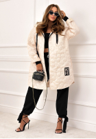 Długa pikowana Geacă z kapturem For The Season bej