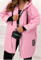 Długa pikowana Geacă z kapturem For The Season roz