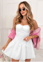 Rozkloszowana Rochie mini na ramiączkach Salty But Sweet albă