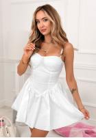Rozkloszowana Rochie mini na ramiączkach Salty But Sweet albă