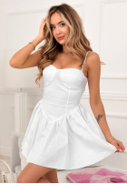 Rozkloszowana Rochie mini na ramiączkach Salty But Sweet albă