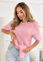 Miękki moherowy sweterek One More Hug roz pudră