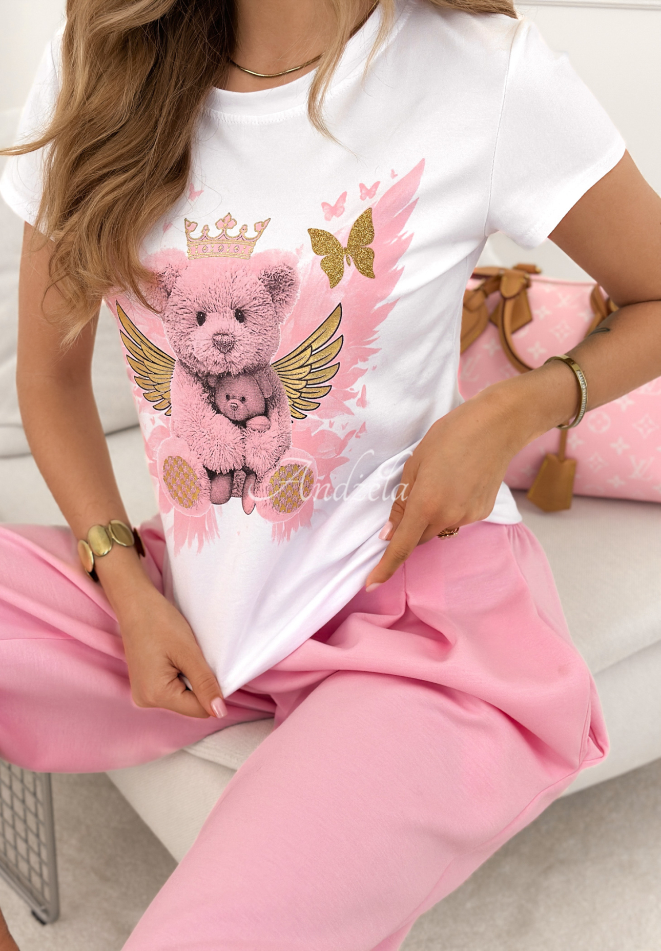 Tricou din bumbac cu imprimeu Angel Bear
