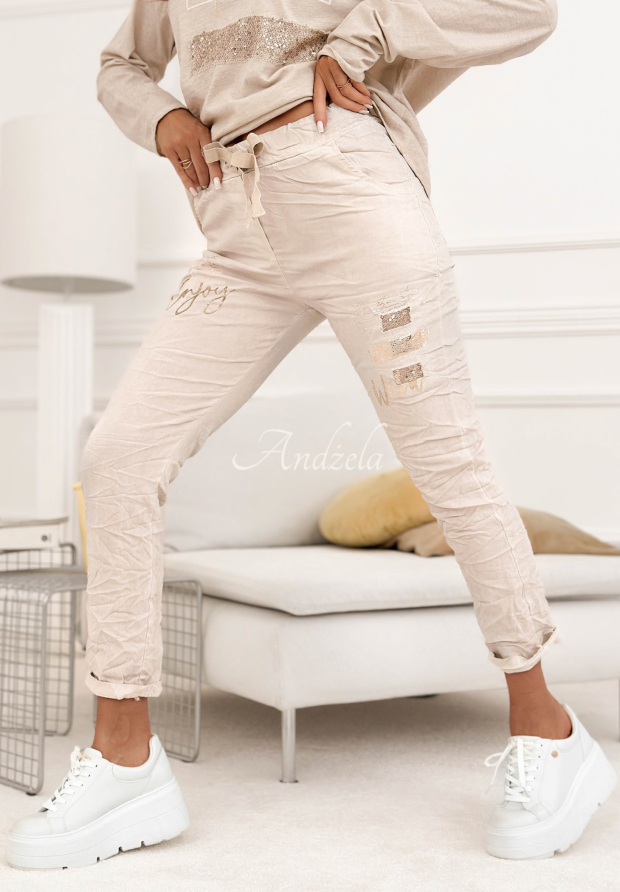 Pantaloni din material din viscoză cu paiete Perfectly Imperfect