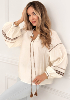 Bluză z bufiastymi rękawami boho Arkansas Views ecru