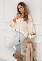 Bluză z bufiastymi rękawami boho Arkansas Views ecru