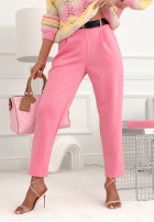 din material textil spodnie Pantaloni de tip țigaretă masełko Charm City roz pudră