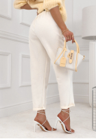 din material textil spodnie Pantaloni de tip țigaretă masełko Charm City  ecru