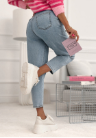 Pantaloni din denim z gumką taliei Don’t Even Ask albastre