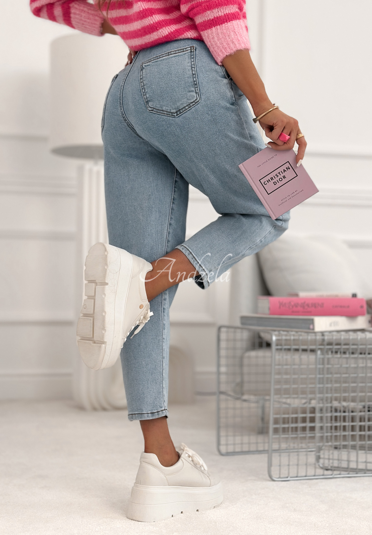 Blugi mom fit cu elastic în talie Don’t Even Ask