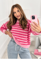 Pulover w paski Candy Lines roz