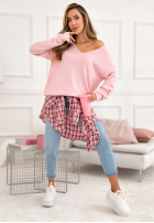 Ușor Pulover z dekoltem Sensibility roz pudră