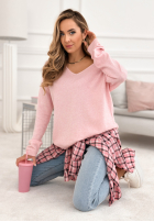 Ușor Pulover z dekoltem Sensibility roz pudră