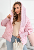 Geacă oversize z kapturem Sancha jasnoróżowa