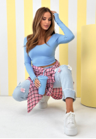 Scurtă Bluză longsleeve New Outfits albastru azuriu