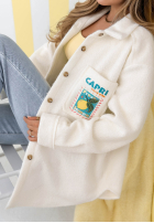 Geacă kożuszek z nadrukami Capri Dolce Vita ecru