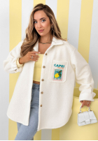 Geacă kożuszek z nadrukami Capri Dolce Vita ecru
