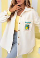 Geacă kożuszek z nadrukami Capri Dolce Vita ecru