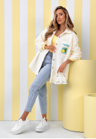 Geacă kożuszek z nadrukami Capri Dolce Vita ecru