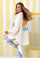 Geacă kożuszek z nadrukami Capri Dolce Vita ecru