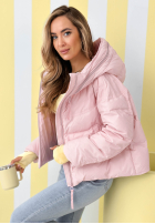 Pikowana Geacă z kapturem Must Believe roz pudră